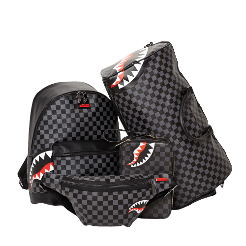 Sprayground SHARKS IN PARIS (BLACK CHECKERED EDITION) TOILETRY AKA MONEY BAGS