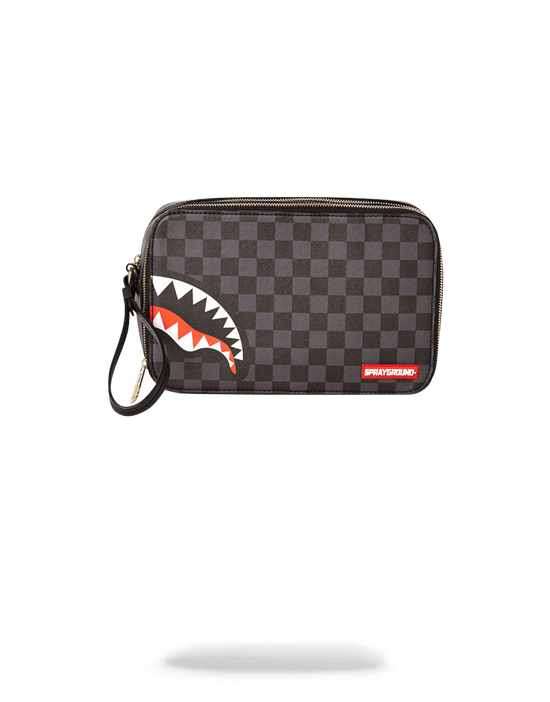 sprayground SHARKS IN PARIS (BLACK CHECKERED EDITION) TOILETRY AKA MONEY BAGS