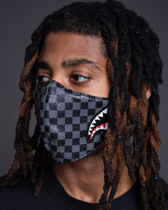 Sprayground SHARKS IN PARIS (GRAY) VEGAN LEATHER FACE MASK