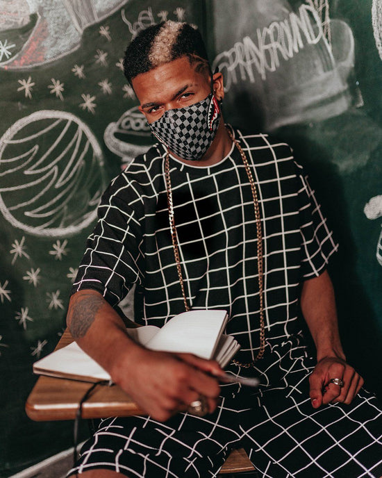 Sprayground SHARKS IN PARIS (GRAY) VEGAN LEATHER FACE MASK