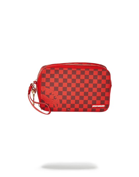 sprayground SHARKS IN PARIS RED TOILETRY AKA MONEY BAGS
