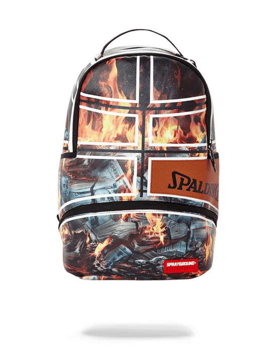 sprayground SPALDING X SPRAYGROUND FIRE MONEY BACKPACK