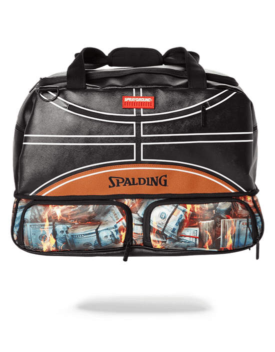 sprayground SPALDING X SPRAYGROUND FIRE MONEY SNEAKER DUFFEL