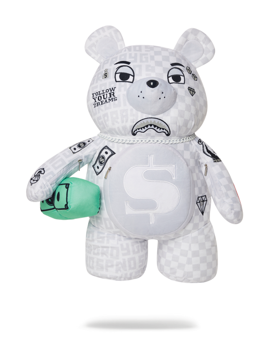sprayground SPLIT THE CHECK (PEARL) MONEYBEAR TEDDYBEAR BACKPACK