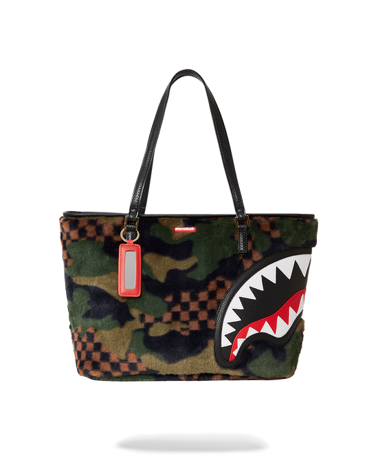 sprayground BIG SKY FUR SHARK TOTE