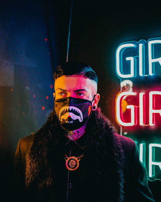 Sprayground BITE ME SHARK (BLK) POLYESTER FACE MASK