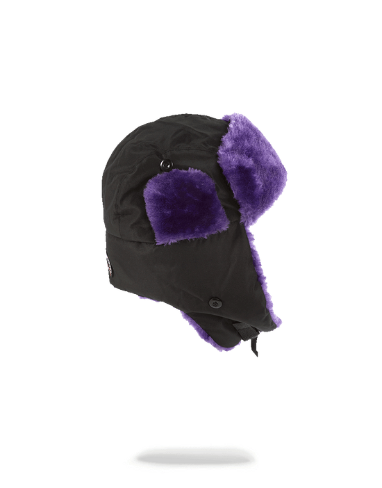 Sprayground BLACK 3M PURPLE FUR AVIATOR HAT