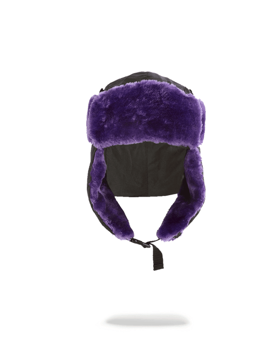 sprayground BLACK 3M PURPLE FUR AVIATOR HAT