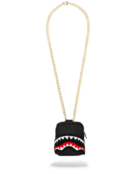 sprayground BLACK CHENILLE SHARK BACKPACK CHAIN