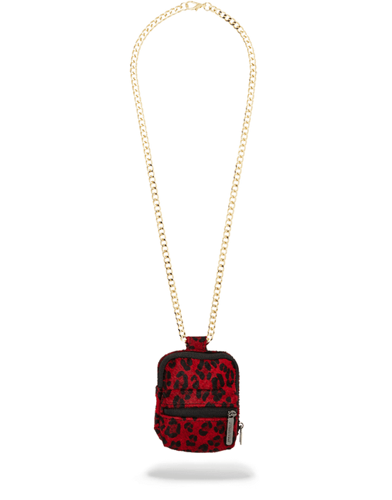 sprayground FUR RED LEOPARD BACKPACK CHAIN