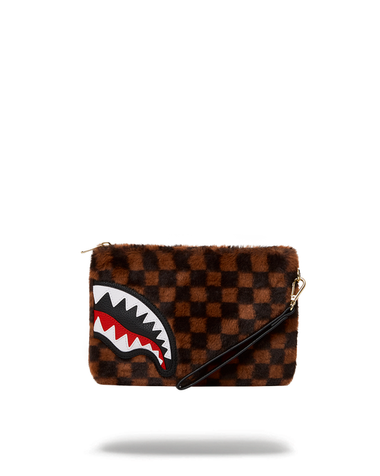 sprayground FURRR SHARKS IN PARIS CROSSOVER CLUTCH