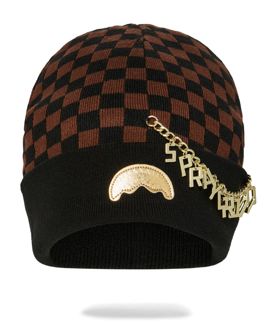 sprayground GOLD CHAIN CHECK BEANIE