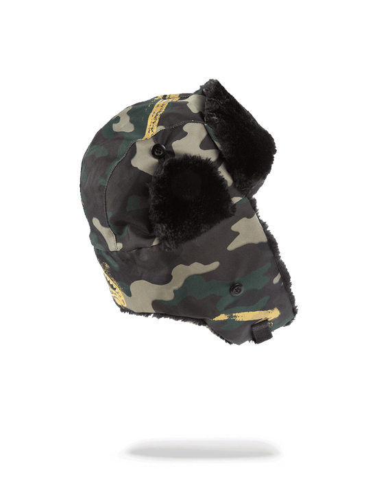Sprayground GOLD STENCIL CAMO AVIATOR HAT