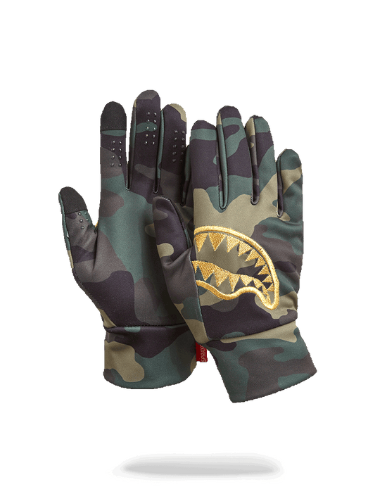 sprayground GOLD STENCIL CAMO GLOVES