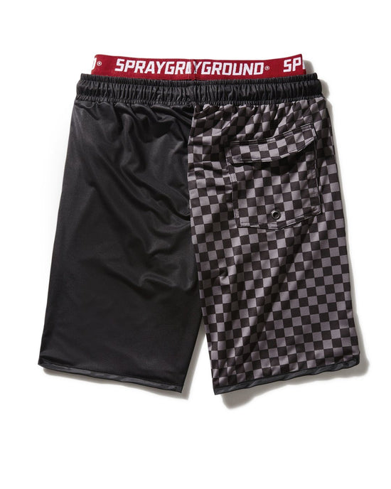 Sprayground GREY CHECKERED SPLIT CORTO SWIM TRUNKS