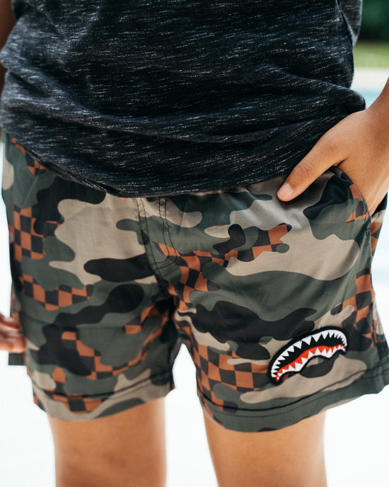 Sprayground KIDS CAMO CHECKERED SWIM TRUNKS