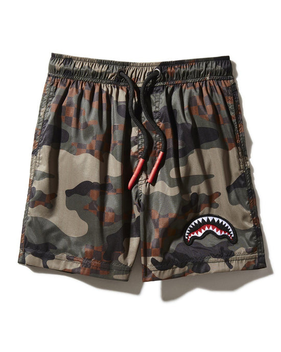sprayground KIDS CAMO CHECKERED SWIM TRUNKS