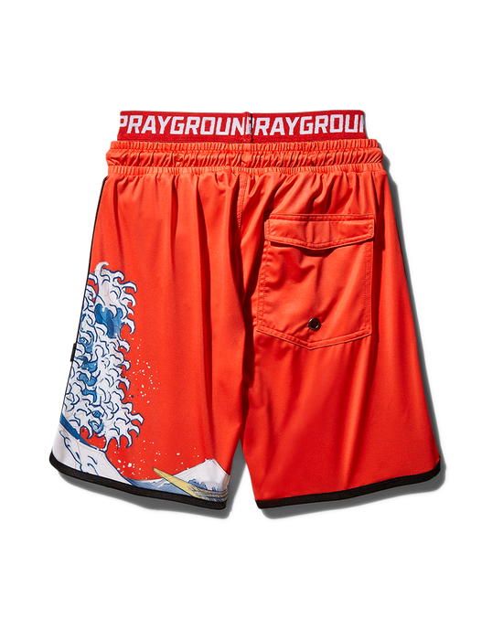 Sprayground KIDS JAPAN WAVE SWIM TRUNKS (RED)