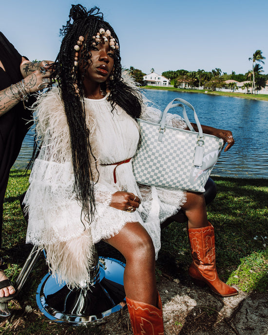 Sprayground KNIT SHARKS IN PARIS IN CREAM TOTE