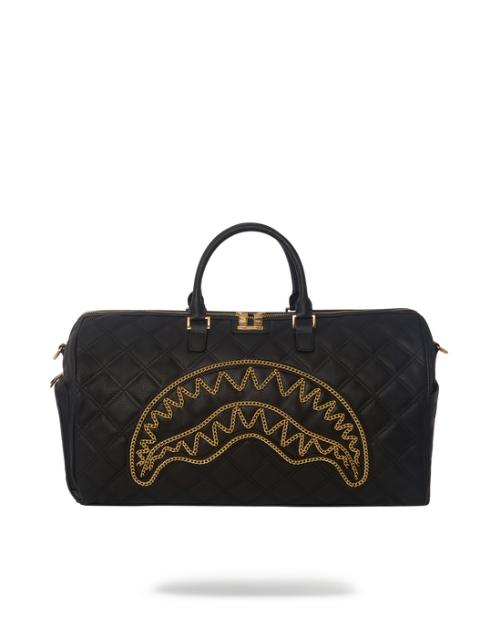 sprayground NOIR QUILT GOLD CHAIN SHARK DUFFLE