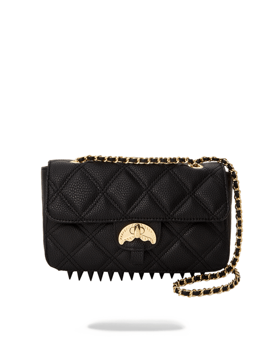 sprayground NOIR QUILT GOLD CHAIN SHARK HANDBAG