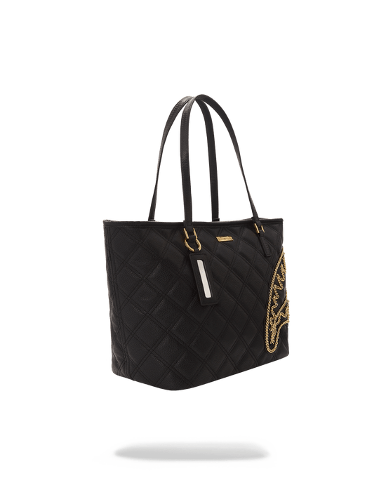 Sprayground NOIR QUILT GOLD CHAIN SHARK TOTE