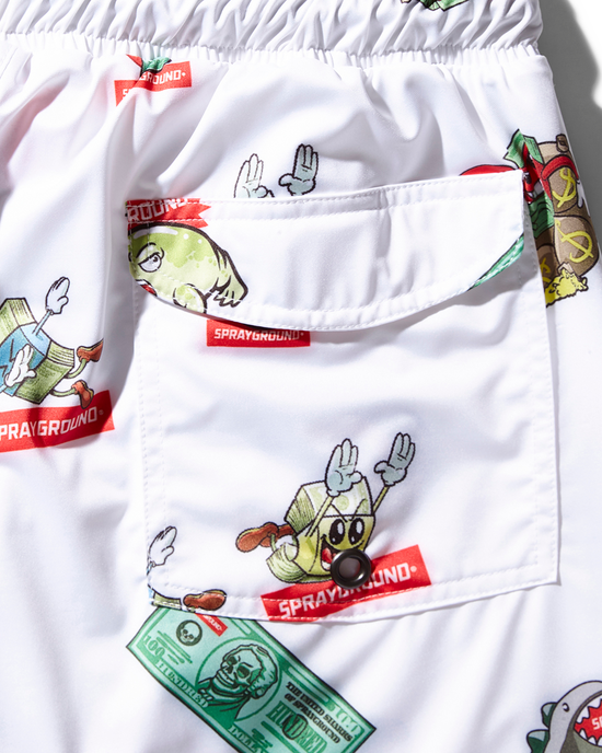 Sprayground PATCH ALL-IN CORTO SWIM TRUNKS (WHITE)