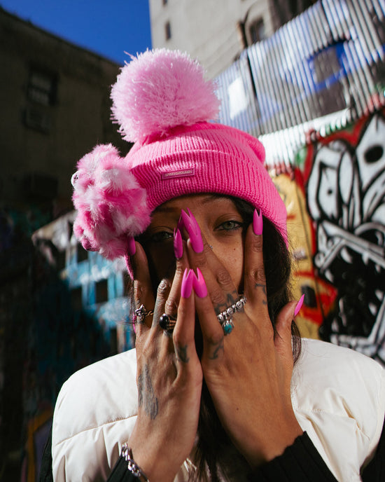 Sprayground PINK LIL BEAR PUFF BEANIE