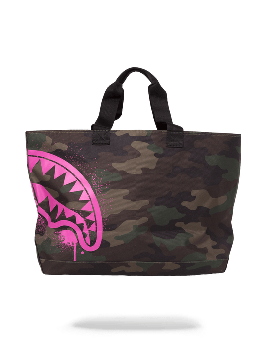 sprayground PINK STENCIL SHARK CAMO TOTE