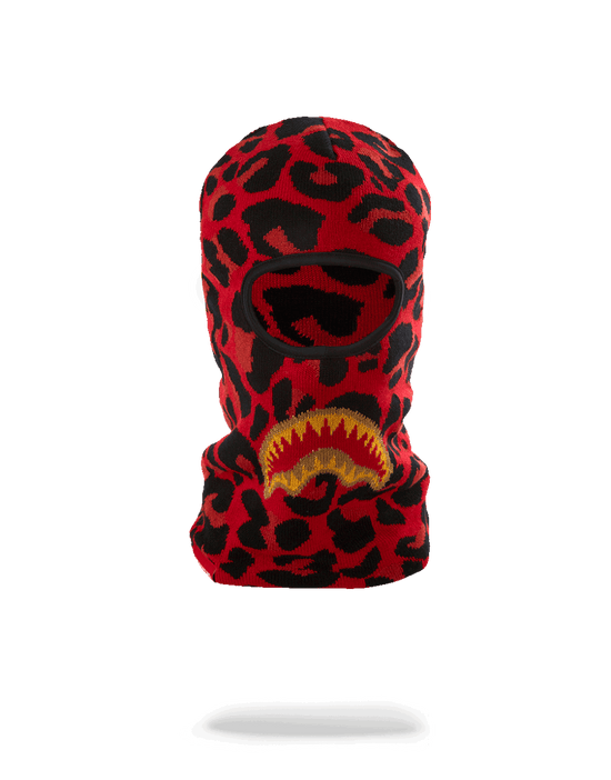 sprayground RED LEOPARD GOLD SHARK MOUTH SKI MASK