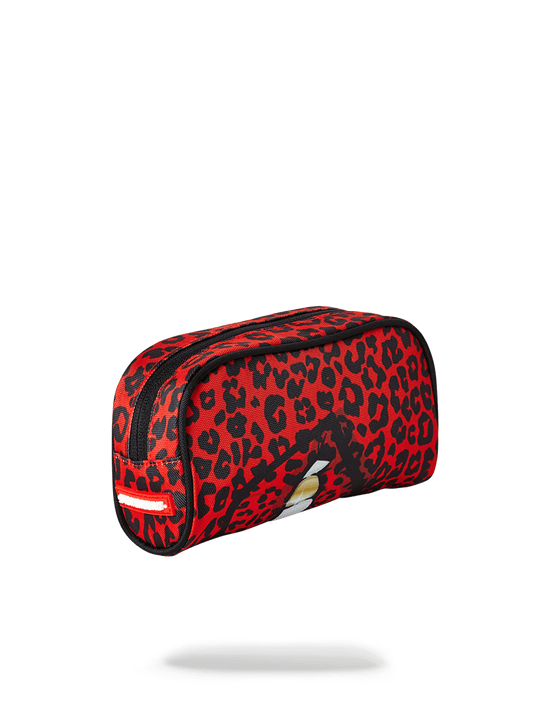 sprayground RED LEOPARD LIPS PENCIL CASE