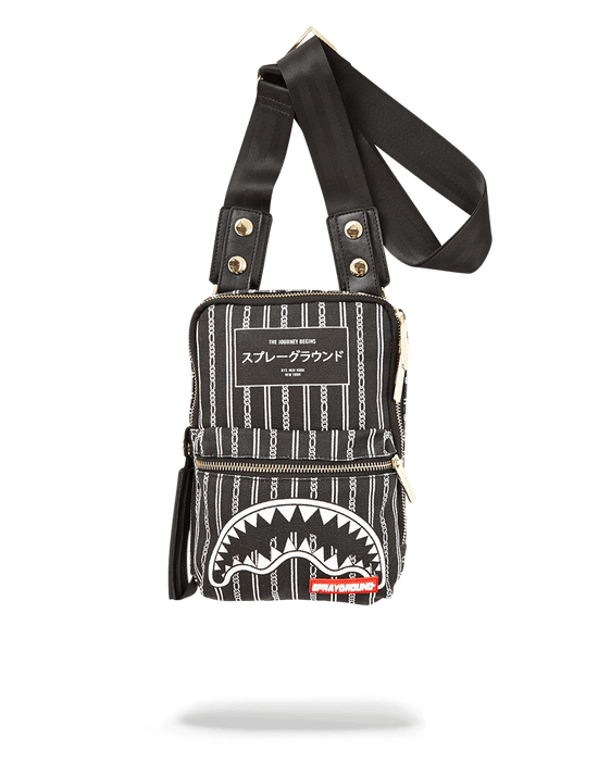 sprayground REVERSE BLACK SHARKS IN PARIS SLING