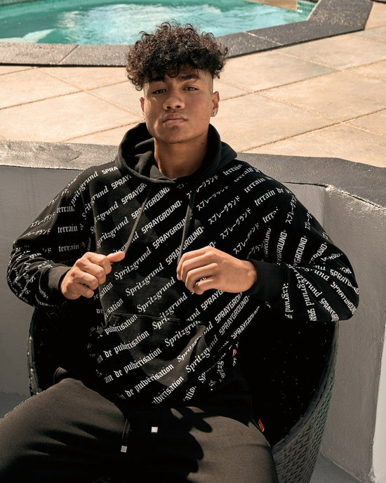 Sprayground SG LOGO REPEAT HOODIE PULLOVER BLACK