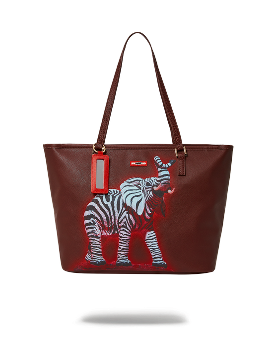 sprayground ZEBRA ELEPHANT RON ENGLISH COLLAB TOTE