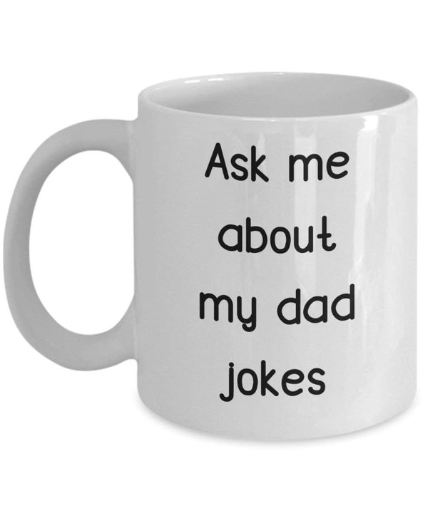spreadpassion Ask me about my Dad Jokes Tasse – Funny Tee Hot Cocoa Kaffeetasse – Neuheit Geburtstag Weihnachten Jahrestag Gag Geschenke Idee Weiß Variant sold out or unavailable