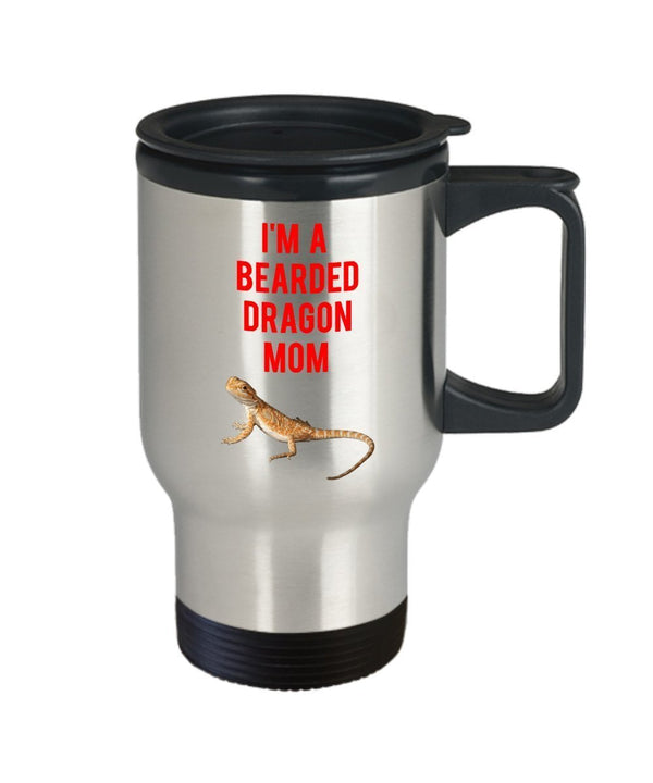 Spreadpassion Bearded Dragon Mom Travel Mug - Funny Tea Hot Cocoa Insulated Tumbler - Novelty Birthday Christmas Anniversary Gag Gifts Idea