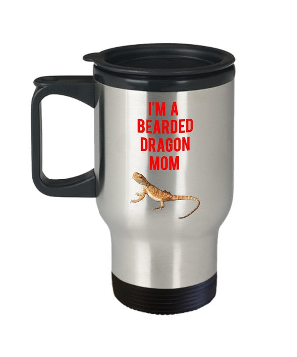 spreadpassion Bearded Dragon Mom Travel Mug - Funny Tea Hot Cocoa Insulated Tumbler - Novelty Birthday Christmas Anniversary Gag Gifts Idea