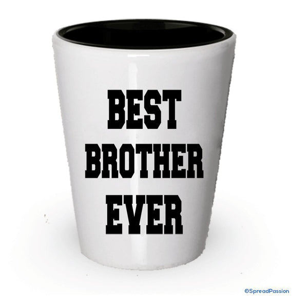 spreadpassion Best Brother jamais vue le verre Funny Verres à shot White Exterior and Black Interior