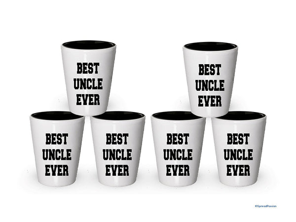 Spreadpassion Best Uncle Ever Shot Glas Funny Schnapsgläser White Exterior And Black Interior