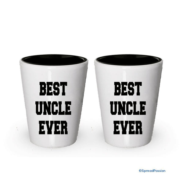 Spreadpassion Best Uncle Ever Shot Glas Funny Schnapsgläser White Exterior And Black Interior