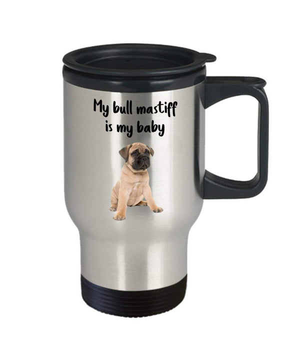 Spreadpassion Bullmastiff MOM Travel Mug – My Bull Mastiff Is My Baby – Funny Tea Hot Cocoa Isolato Tumbler – Novità Compleanno Natale Anniversario GAG Gifts IDE