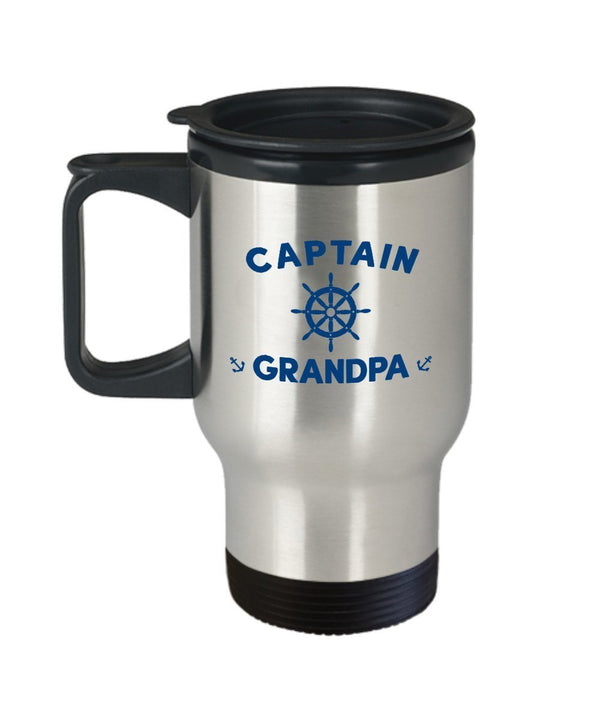 spreadpassion Captain Grandpa Travel Mug - Funny Insulated Tumbler - Novelty Birthday Christmas Anniversary Gag Gifts Idea