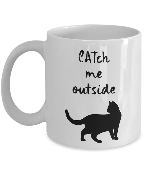 spreadpassion CATch Me Outside - Funny Cat Lover Mug - Feline Gifts - Mom Dad Ceramic Coffee Cup Women Men White Variant sold out or unavailable