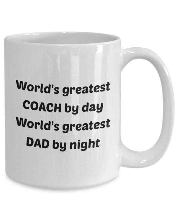 Spreadpassion Coach Dad Mug - World's Greatest Coach By Day World's Greatest Dad By Night - Funny Tea Hot Cocoa Coffee Cup - Novelty Birthday Christmas Gag Gifts Id White Variant Sold Out Or Unavailable