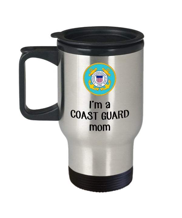 spreadpassion Coast Guard Mom Travel Mug - Funny Tea Hot Cocoa Coffee Insulated Tumbler - Novelty Birthday Christmas Anniversary Gag Gifts Idea