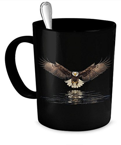 spreadpassion Eagle Coffee Mug - Eagle Flying Black Mug- Eagle Gifts- Eagle Travel Mug - 11 Oz Ceramic Mug