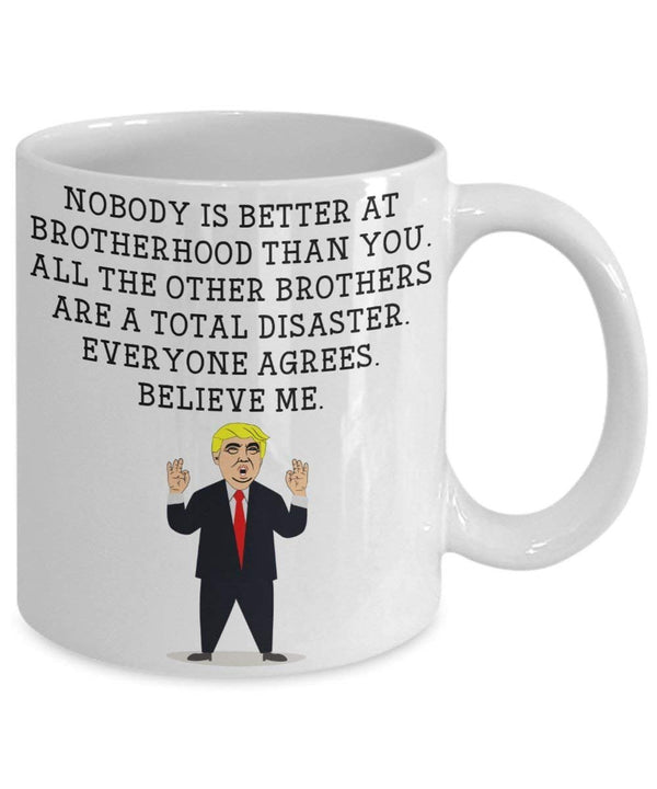 Spreadpassion Funny Brother Trump Head Mug - Donald Trump Coffee Cup - Novelty Gift Idea Brotherhood Gag Idea President