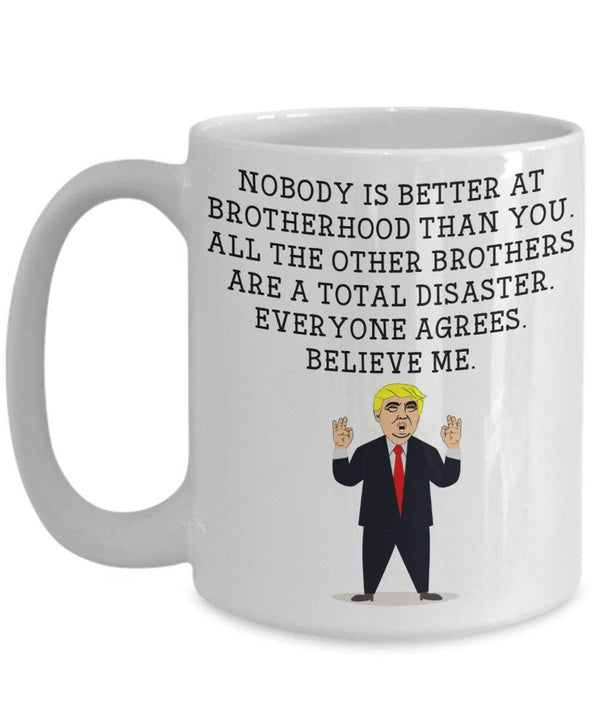 Spreadpassion Funny Brother Trump Head Mug - Donald Trump Coffee Cup - Novelty Gift Idea Brotherhood Gag Idea President