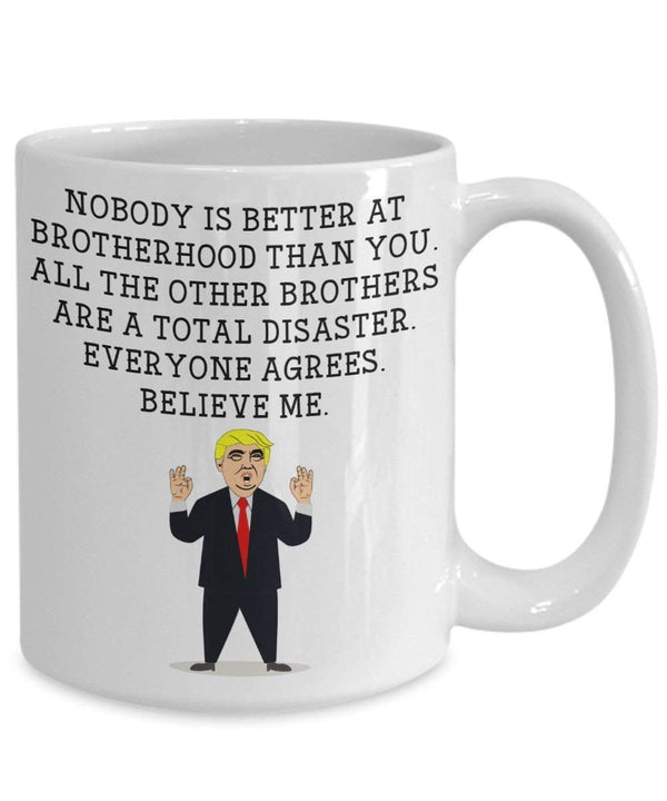 Spreadpassion Funny Brother Trump Head Mug - Donald Trump Coffee Cup - Novelty Gift Idea Brotherhood Gag Idea President