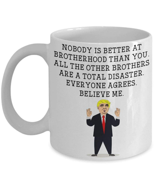 spreadpassion Funny Brother Trump Head Mug - Donald Trump Coffee Cup - Novelty Gift Idea Brotherhood Gag Idea President